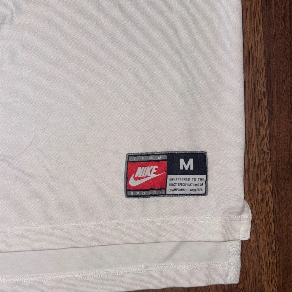 VINTAGE NIKE Men White Navy 3/4 Zip Up Stretch Med